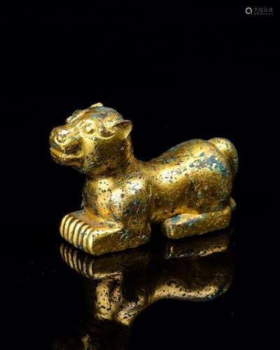 A Chinese Gilt Bronze Foo-Dog