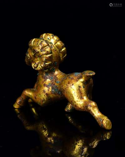 A Chinese Gilt Bronze Goat