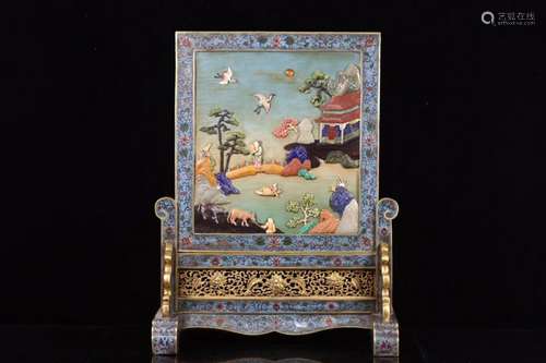 Enamel Cloisonne Bronze Table Screen