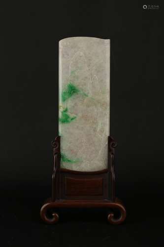 A Chinese Jadeite 'Poem' Table Screen