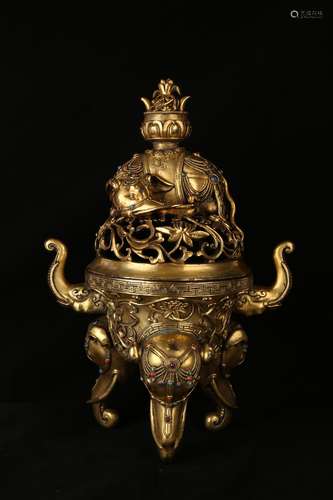 Gilt Bronze Elephant Censer