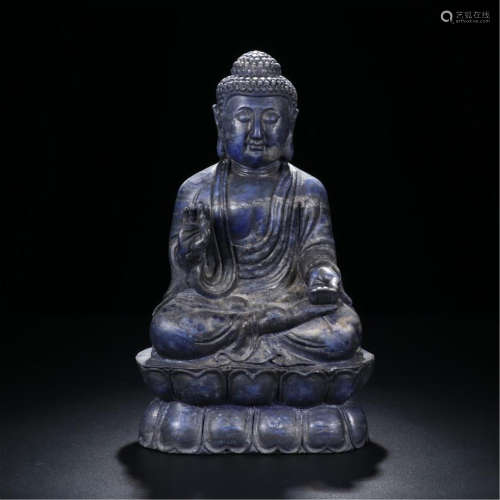 CHINESE LAPIS SEATED SAKAYMUNI