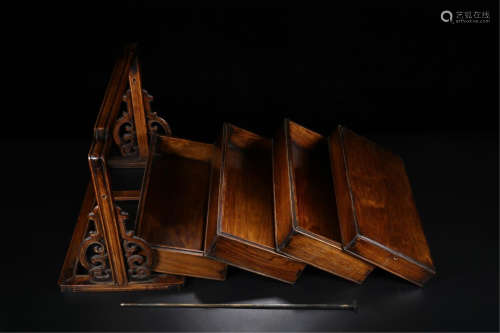 CHINESE HARDWOOD HUANGHUALI LAYERED SCHOLAR'S CASE