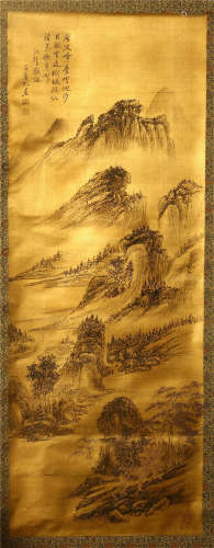 CHINESE SCROLL PAINTING OF MOUNTAIN VIEWS