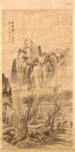 CHINESE SCROLL PAINTING OF MOUNTAIN VIEWS