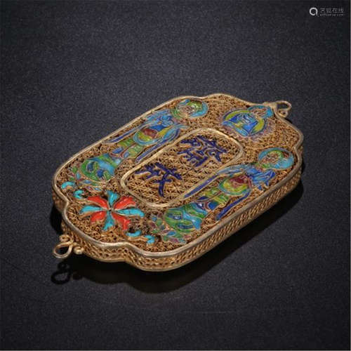 CHINESE GILT SILVER ENAMEL PENDANT