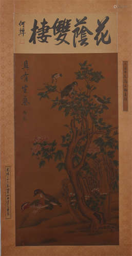 CHINESE SCROLL PAINTING OF BIRD AND FLOWER