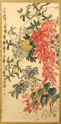 CHINESE SCROLL PAINTING OF FLOWER