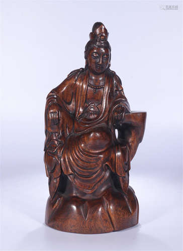 CHINESE AGALWOOD SEATED GUANYIN