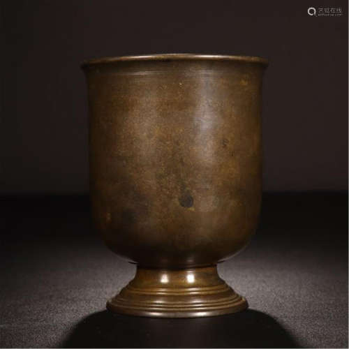 CHINESE BRONZE STEM CUP