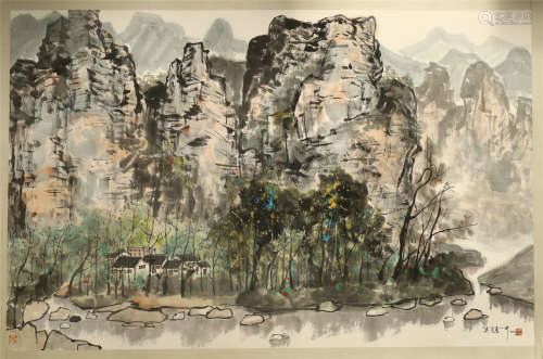 CHINESE SCROLL PAINTING OF MOUNTAIN VIEWS