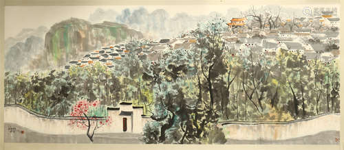 CHINESE SCROLL PAINTING OF MOUNTAIN VIEWS