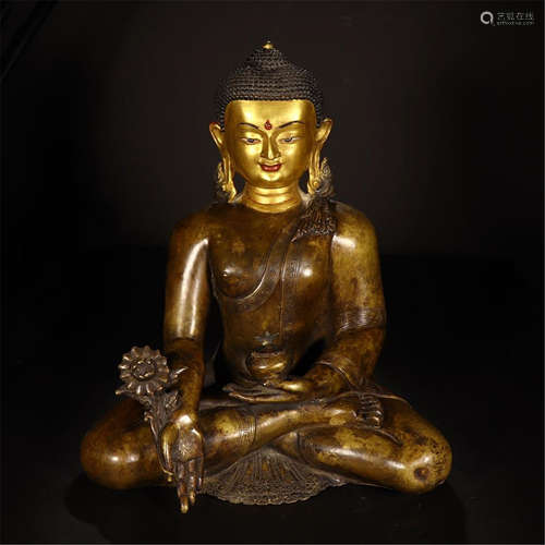 TIBETAN GILT BRONZE SEATED BHAISAJYAGURU