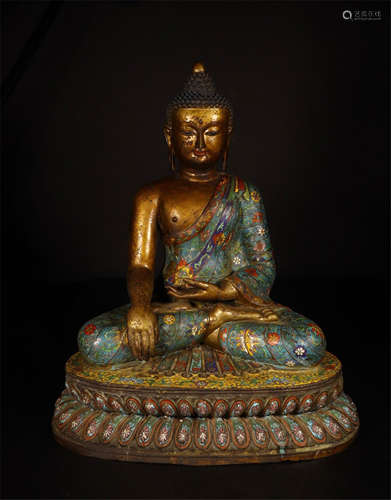 CHINESE CLOISONNE SEATED SAYANMUNI