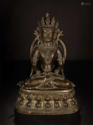 CHINESE BRONZE SEATED BUDDHA