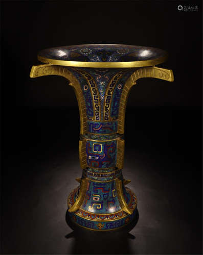 CHINESE CLOISONNE BEAST GU VASE