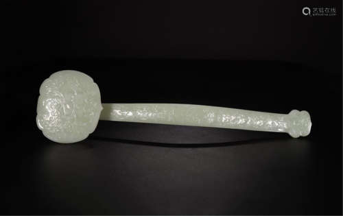 CHINESE WHITE JADE RUYI SCEPTER