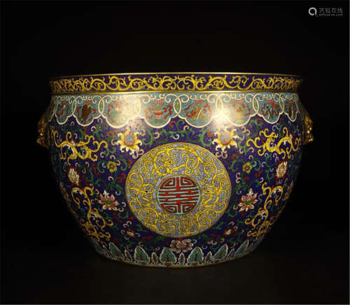 CHINESE CLOISONNE FLOWER FISH BOWL