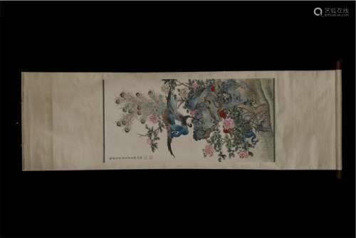 CHINESE SCROLL PAINITNG OF  BIRD AND FLOWER