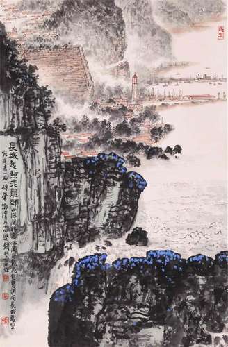 CHINESE SCROLL PAINITNG OF RIVER VIEWS