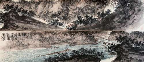 CHINESE HAND SCROLL PAINITNG OF MOUNTAIN VIEWS