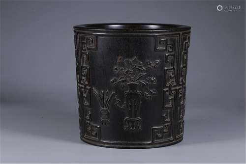 CHINESE HARDWOOD ZITAN BRUSH POT