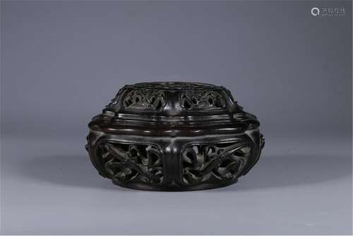 CHINESE HARDWOOD ZITAN LIDDED CENSER