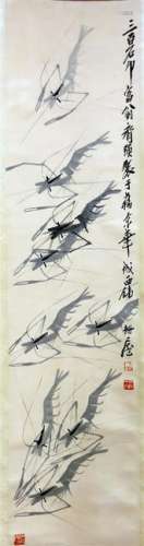 CHINESE SCROLL PAINITNG OF SHIRMP