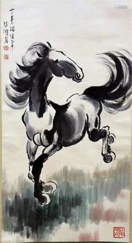 CHINESE SCROLL PAINITNG OF HORSE
