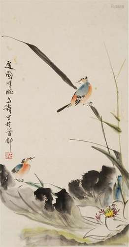 CHINESE SCROLL PAINITNG OF BIRD AND FLOWER