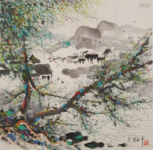 CHINESE SCROLL PAINITNG OF LANDSCAPE