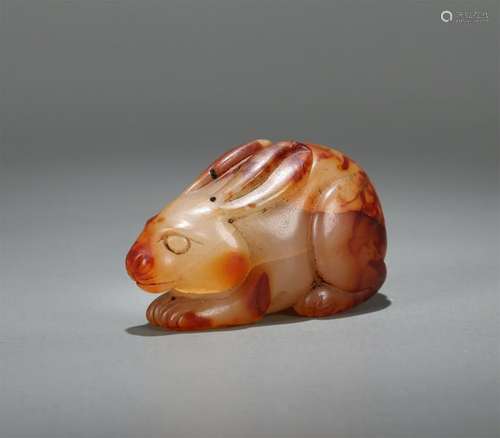 CHINESE AGATE RABBIT TABLE ITEM