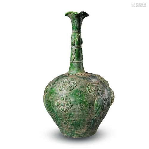 CHINESE PORCELAIN GREEN GLAZE LONG NECK VASE SONG DYNASTY