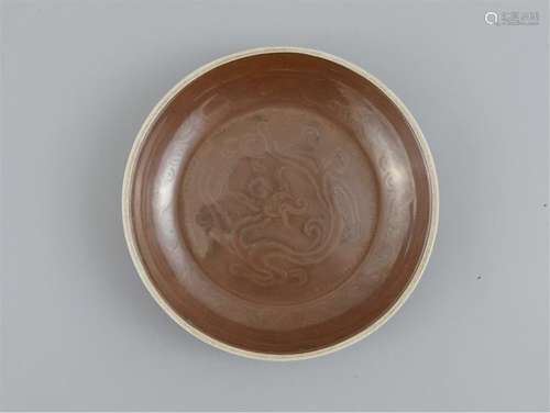 CHINESE PORCELAIN DINGYAO KILN BROWN GLAZE DISH