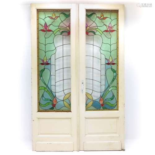 A Pair of Art Nouveau Pocket Doors