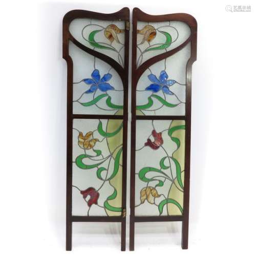 A Pair of Art Nouveau Stained Glass Panels