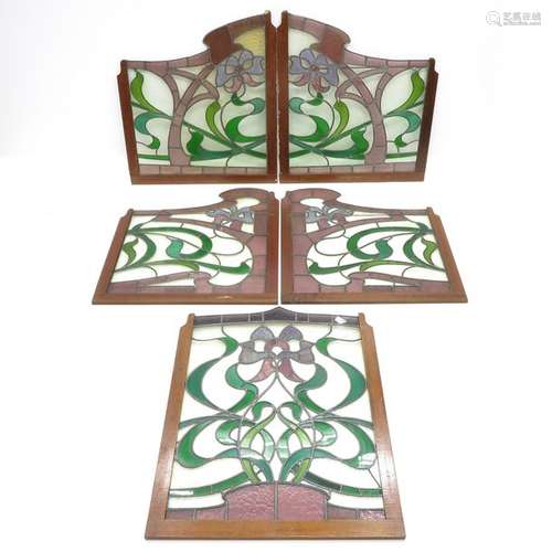 A Collection of Art Nouveau Stained Glass Panels