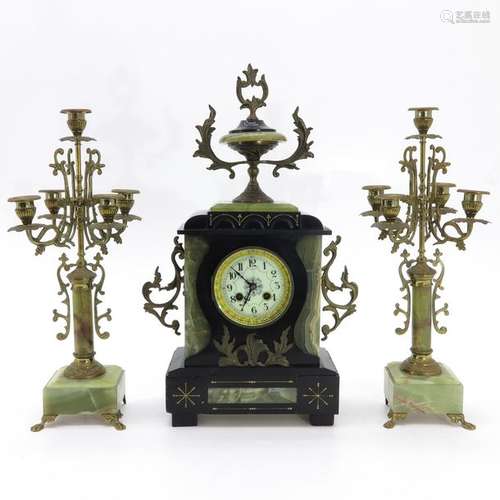 A 19th Century Three Piece Clock Set