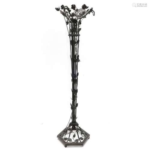 A Cast Iron Floral Floor Lamp