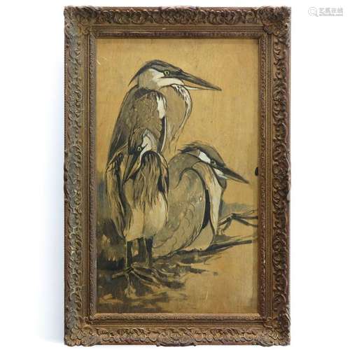 An Oil on Panel Depicting Heron