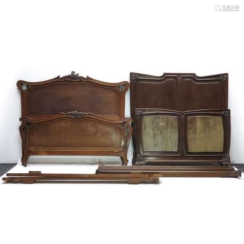 Two Art Nouveau Double Beds