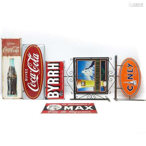 Diverse Lot of Six Vintage Advertising Signs