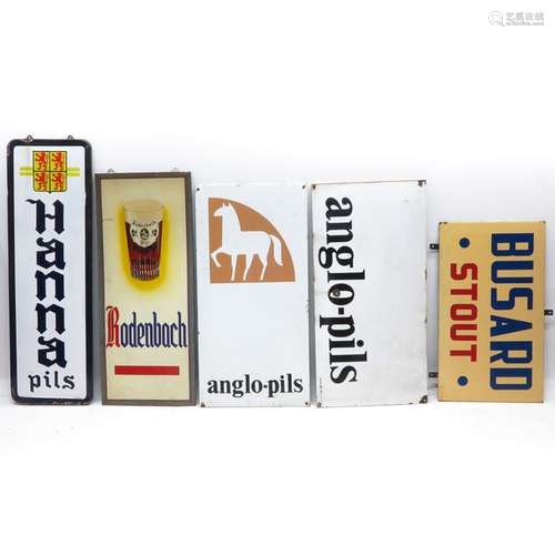 A Collection of Five Vintage Advertising Signs