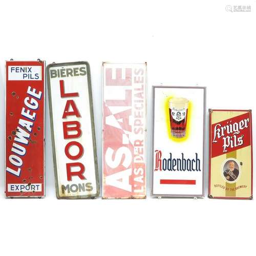 A Collection of Five Vintage Advertising Signs