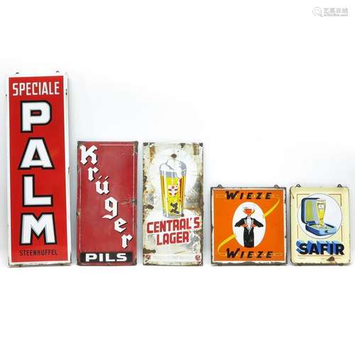 A Collection of Five Vintage Advertising Signs