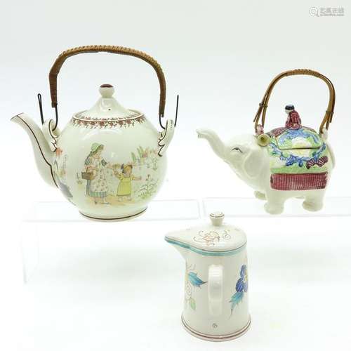 Two Teapots and Creamer