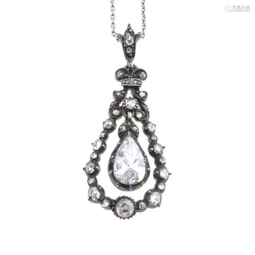 A 19th Century Necklace with Large Diamond Pedant