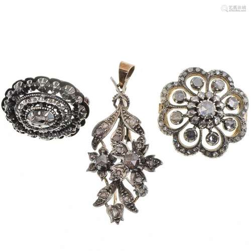 A Collection of Antique Diamond Jewelry