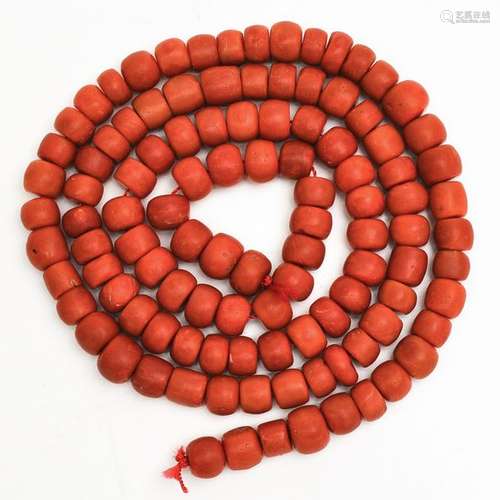 A Strand of Large 19th Century Red Coral