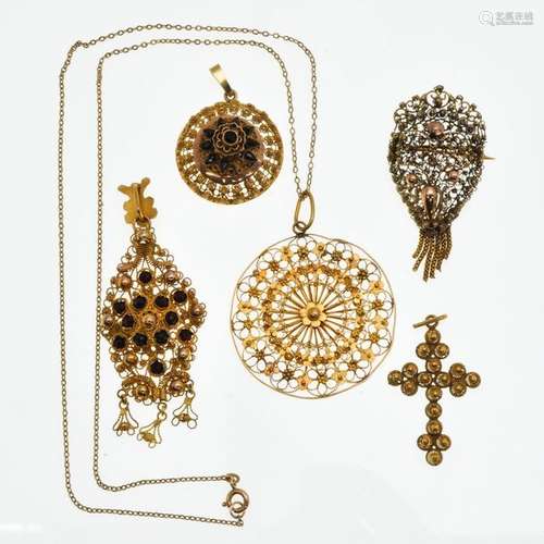 A Collection of Antique Gold Jewelry